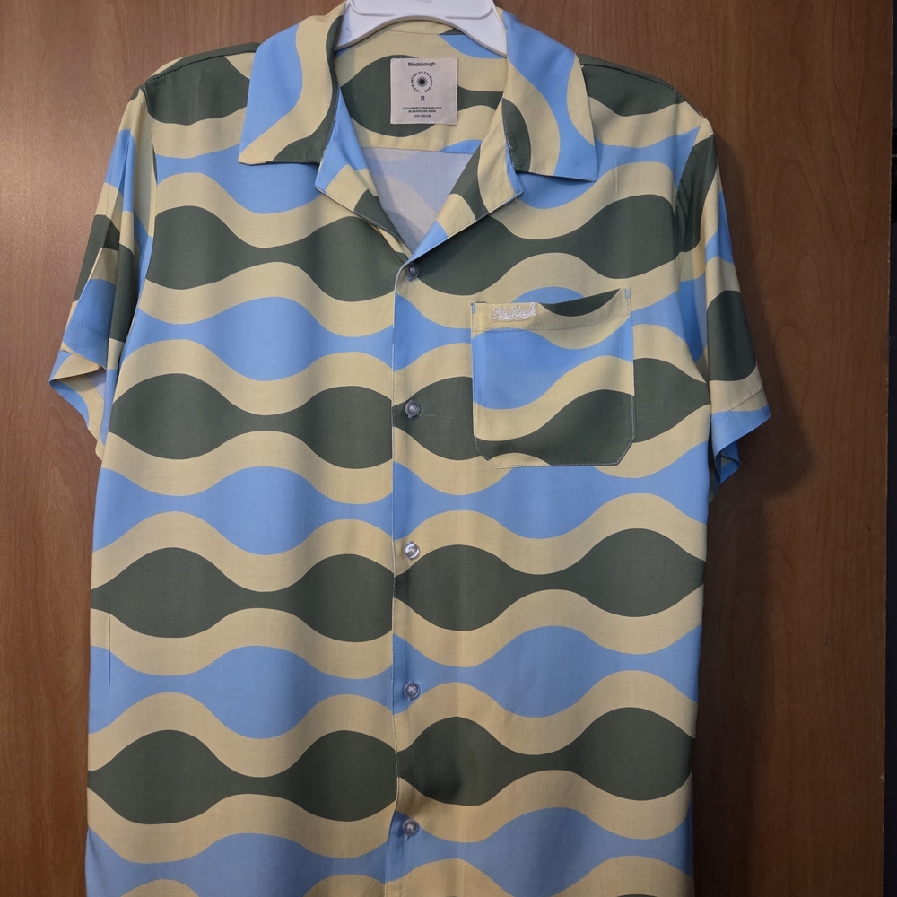 Blackbough Retro Wave Shirt - Blue, Cream, Olive